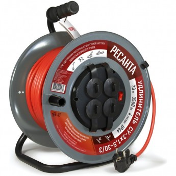 Удлинитель силовой на металлической катушке РЕСАНТА СУ-3х1,5-50/3 Удлинитель силовой на металлической катушке РЕСАНТА СУ-3х1,5-50/3